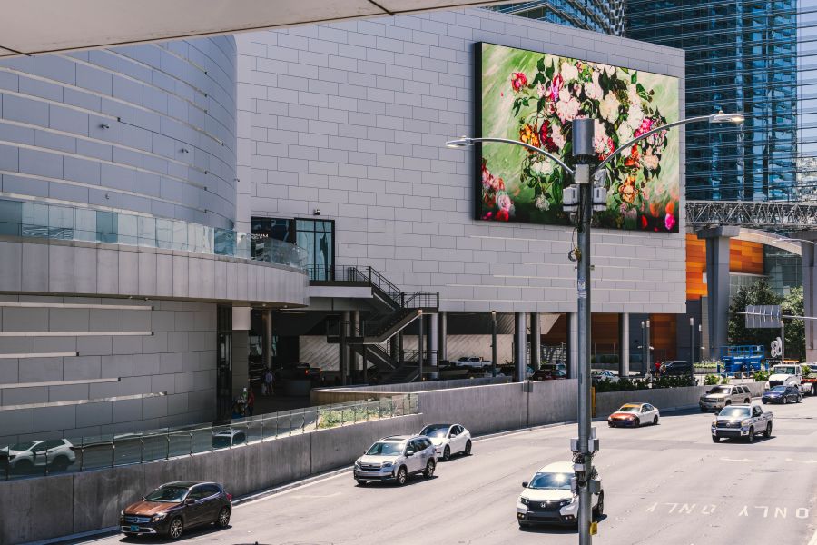Digital billboard in a premium urban location demonstrating DOOH network quality beyond screen count